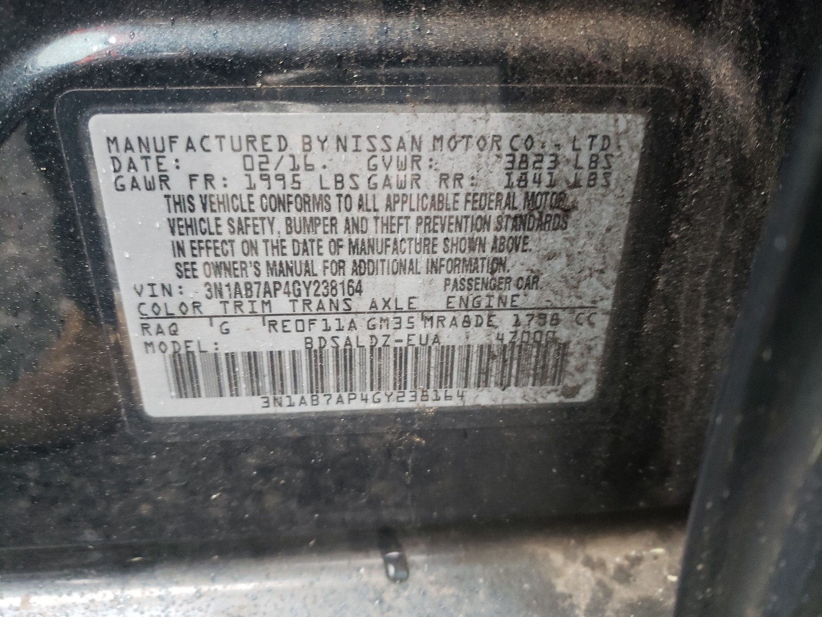 Photo 9 VIN: 3N1AB7AP4GY238164 - NISSAN SENTRA S 