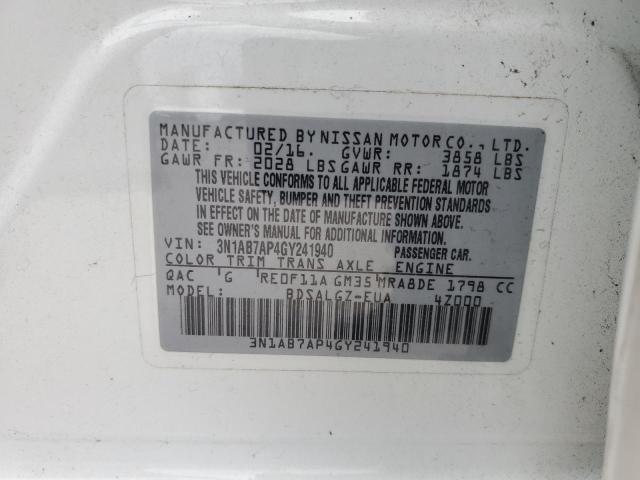 Photo 11 VIN: 3N1AB7AP4GY241940 - NISSAN SENTRA S 