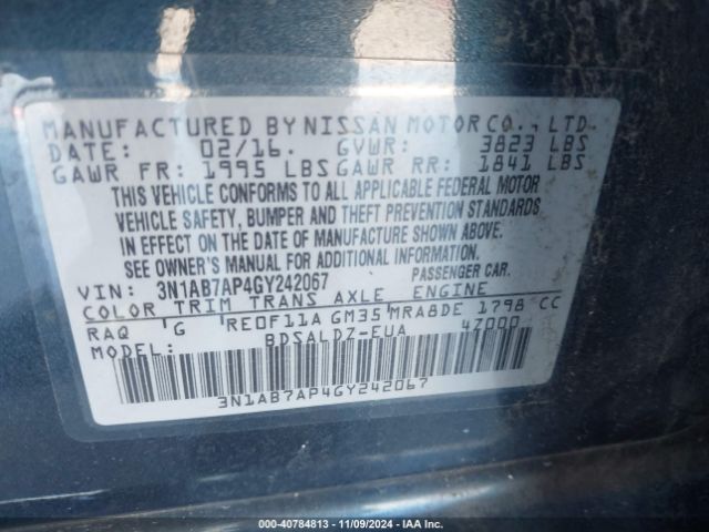 Photo 8 VIN: 3N1AB7AP4GY242067 - NISSAN SENTRA 