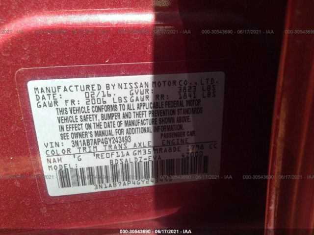 Photo 8 VIN: 3N1AB7AP4GY243493 - NISSAN SENTRA 