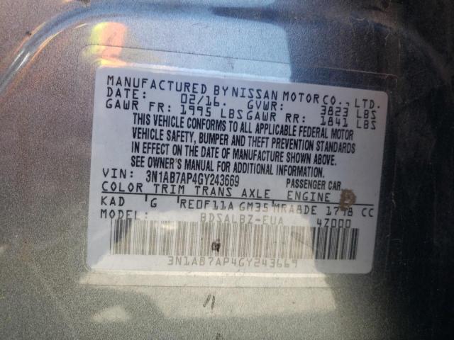 Photo 11 VIN: 3N1AB7AP4GY243669 - NISSAN SENTRA S 