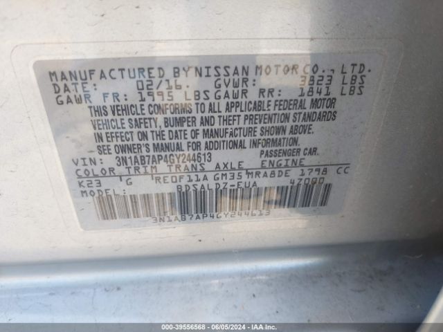 Photo 8 VIN: 3N1AB7AP4GY244613 - NISSAN SENTRA 