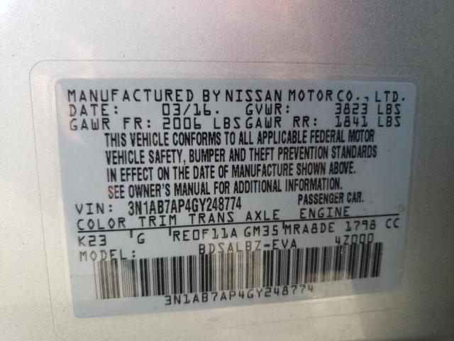 Photo 11 VIN: 3N1AB7AP4GY248774 - NISSAN SENTRA 