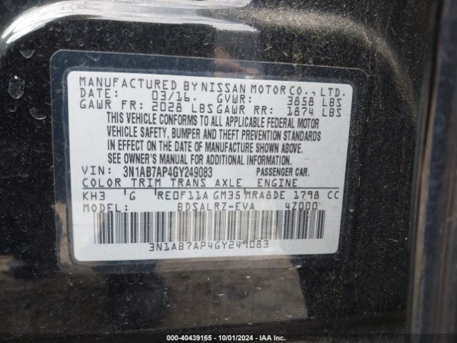 Photo 8 VIN: 3N1AB7AP4GY249083 - NISSAN SENTRA 