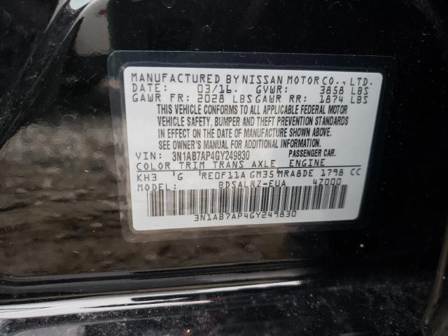 Photo 9 VIN: 3N1AB7AP4GY249830 - NISSAN SENTRA S 