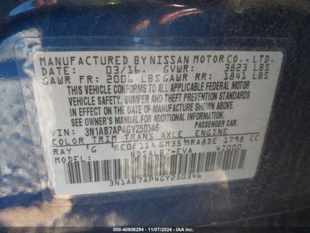 Photo 8 VIN: 3N1AB7AP4GY250346 - NISSAN SENTRA 