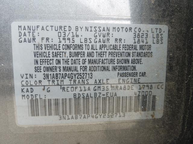 Photo 9 VIN: 3N1AB7AP4GY252713 - NISSAN SENTRA S 