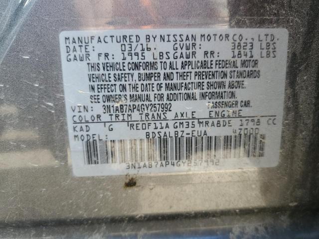 Photo 12 VIN: 3N1AB7AP4GY257992 - NISSAN SENTRA S 