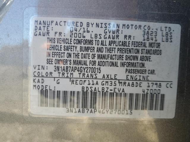 Photo 11 VIN: 3N1AB7AP4GY270015 - NISSAN SENTRA S 