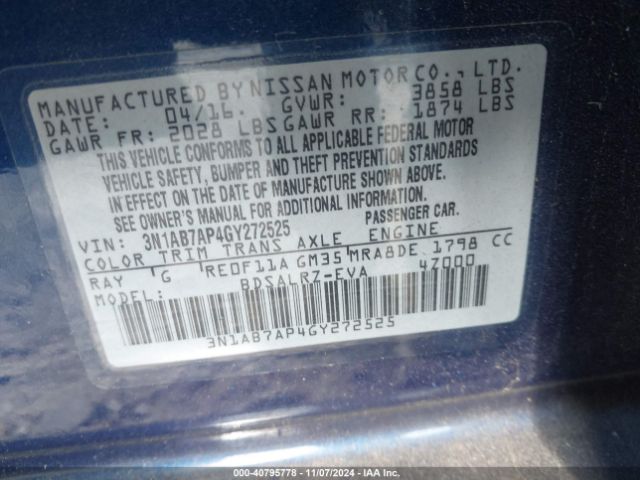 Photo 8 VIN: 3N1AB7AP4GY272525 - NISSAN SENTRA 