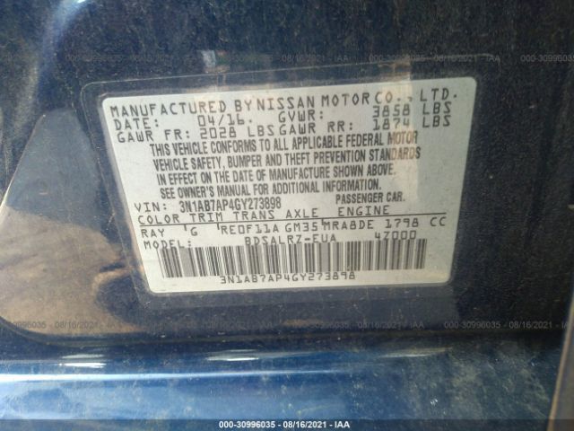 Photo 8 VIN: 3N1AB7AP4GY273898 - NISSAN SENTRA 