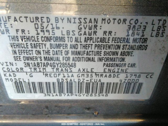 Photo 8 VIN: 3N1AB7AP4GY285548 - NISSAN SENTRA 