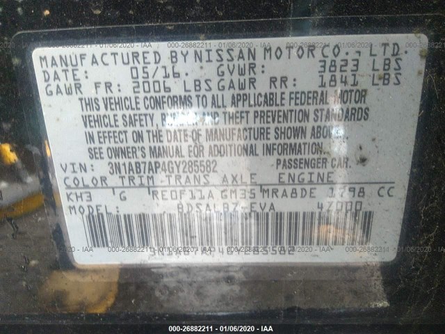 Photo 8 VIN: 3N1AB7AP4GY285582 - NISSAN SENTRA 