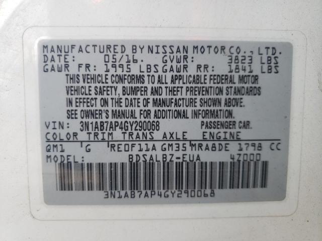 Photo 11 VIN: 3N1AB7AP4GY290068 - NISSAN SENTRA S 