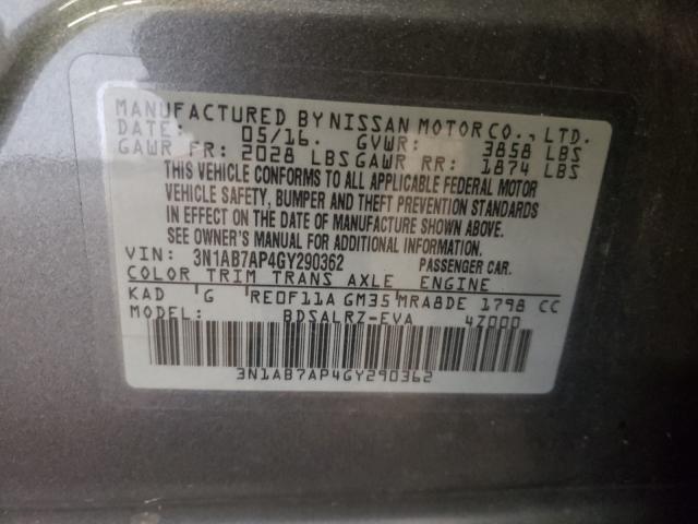 Photo 9 VIN: 3N1AB7AP4GY290362 - NISSAN SENTRA S 