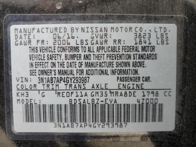 Photo 9 VIN: 3N1AB7AP4GY293987 - NISSAN SENTRA S 