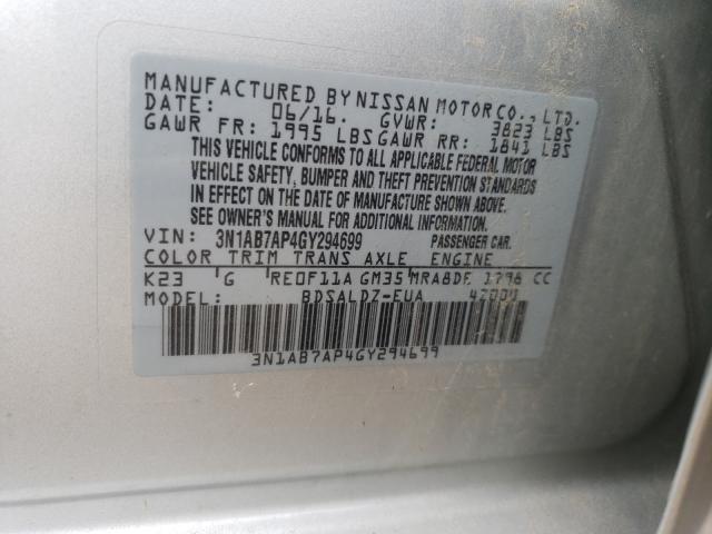 Photo 9 VIN: 3N1AB7AP4GY294699 - NISSAN SENTRA 