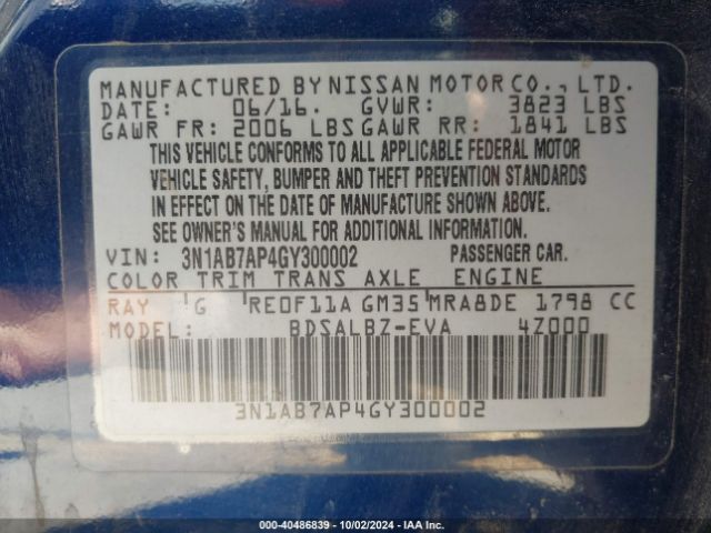 Photo 8 VIN: 3N1AB7AP4GY300002 - NISSAN SENTRA 