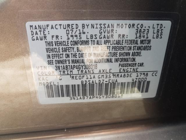 Photo 9 VIN: 3N1AB7AP4GY308018 - NISSAN SENTRA S 