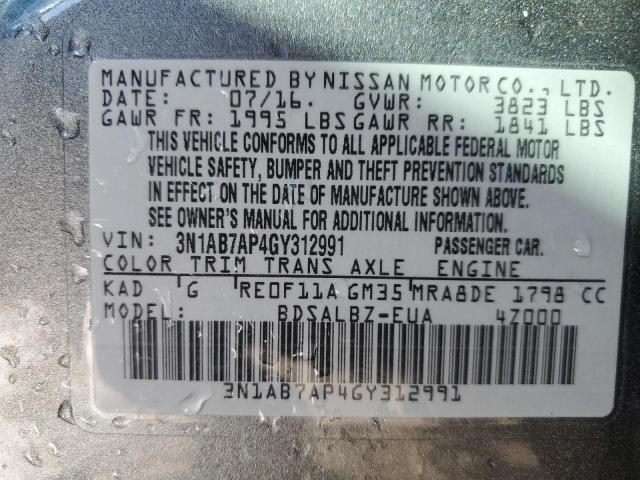 Photo 12 VIN: 3N1AB7AP4GY312991 - NISSAN SENTRA S 