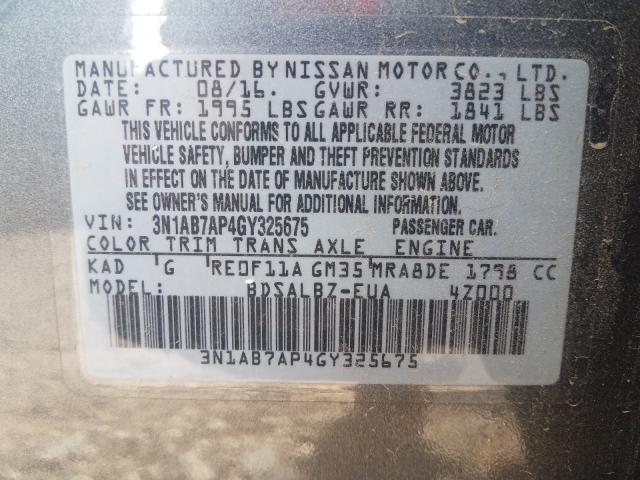 Photo 9 VIN: 3N1AB7AP4GY325675 - NISSAN SENTRA S 