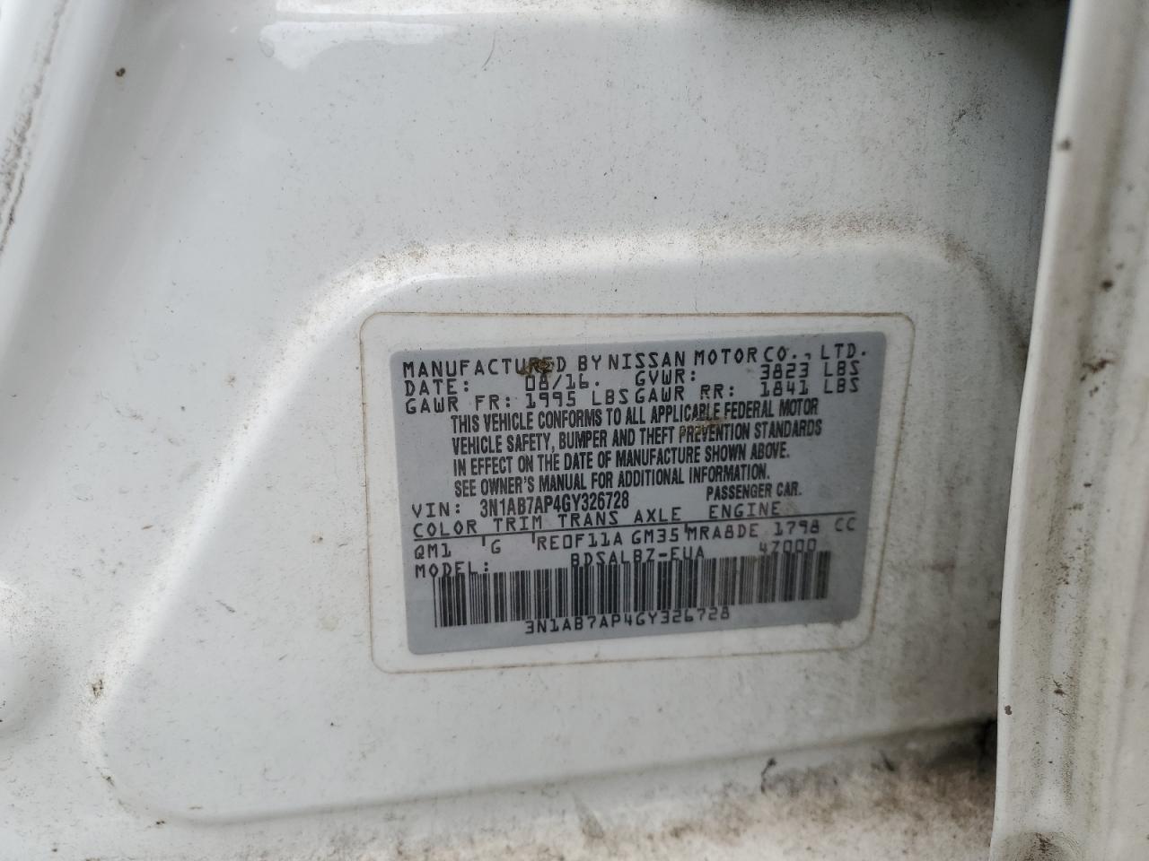 Photo 11 VIN: 3N1AB7AP4GY326728 - NISSAN SENTRA 