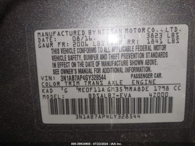 Photo 8 VIN: 3N1AB7AP4GY328544 - NISSAN SENTRA 