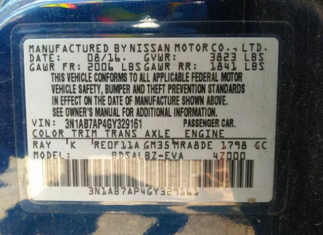 Photo 8 VIN: 3N1AB7AP4GY329161 - NISSAN SENTRA 