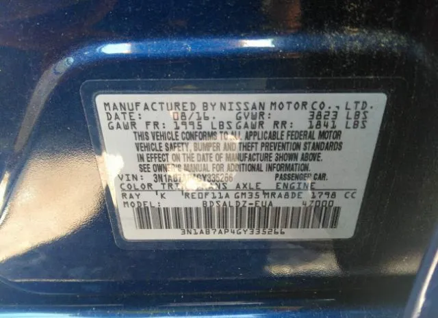 Photo 8 VIN: 3N1AB7AP4GY335266 - NISSAN SENTRA 