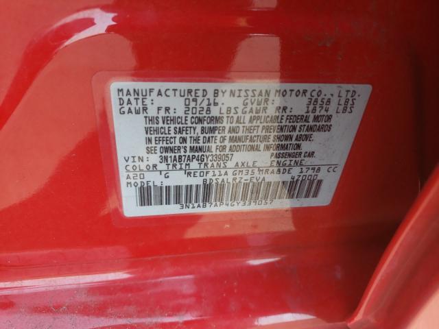 Photo 9 VIN: 3N1AB7AP4GY339057 - NISSAN SENTRA S 