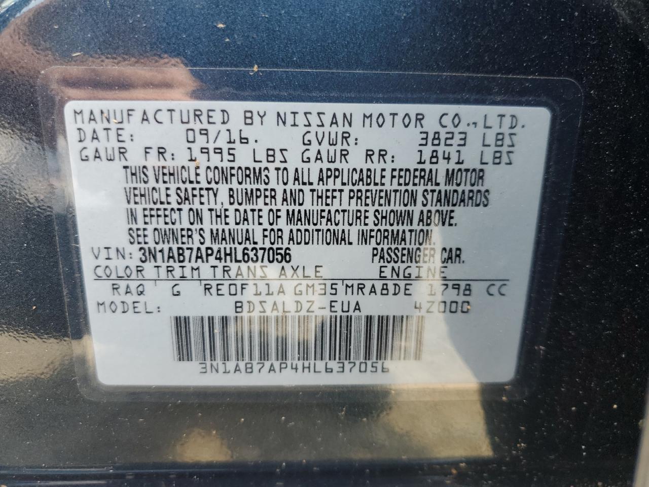 Photo 12 VIN: 3N1AB7AP4HL637056 - NISSAN SENTRA 