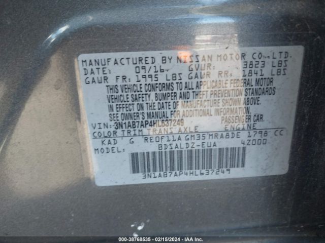 Photo 8 VIN: 3N1AB7AP4HL637249 - NISSAN SENTRA 