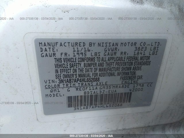 Photo 8 VIN: 3N1AB7AP4HL652088 - NISSAN SENTRA 