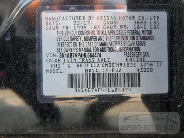 Photo 12 VIN: 3N1AB7AP4HL684474 - NISSAN SENTRA 