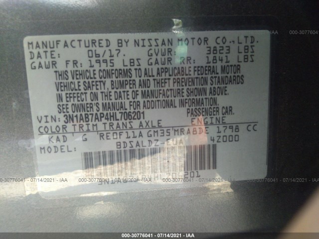 Photo 8 VIN: 3N1AB7AP4HL706201 - NISSAN SENTRA 