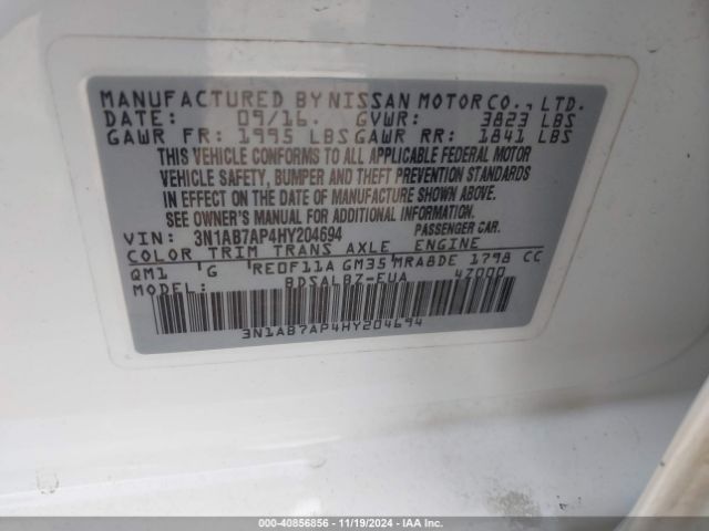 Photo 8 VIN: 3N1AB7AP4HY204694 - NISSAN SENTRA 