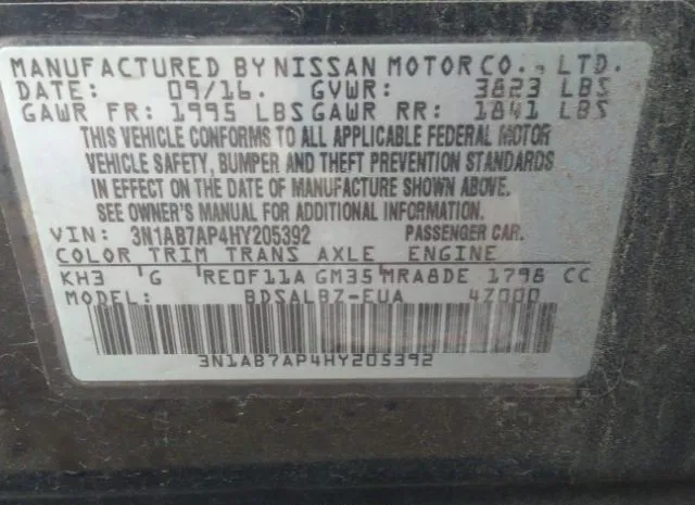 Photo 8 VIN: 3N1AB7AP4HY205392 - NISSAN SENTRA 