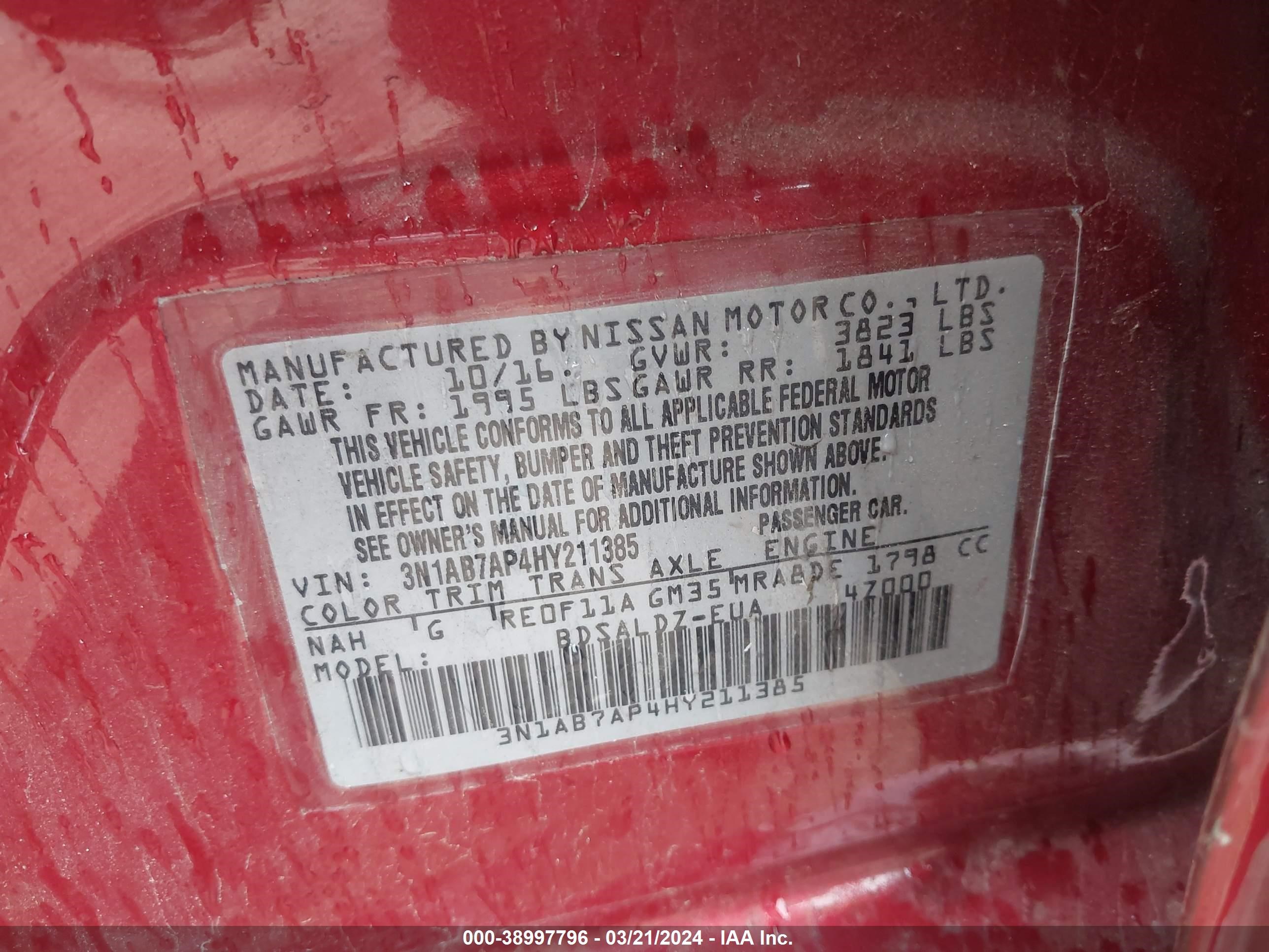 Photo 8 VIN: 3N1AB7AP4HY211385 - NISSAN SENTRA 