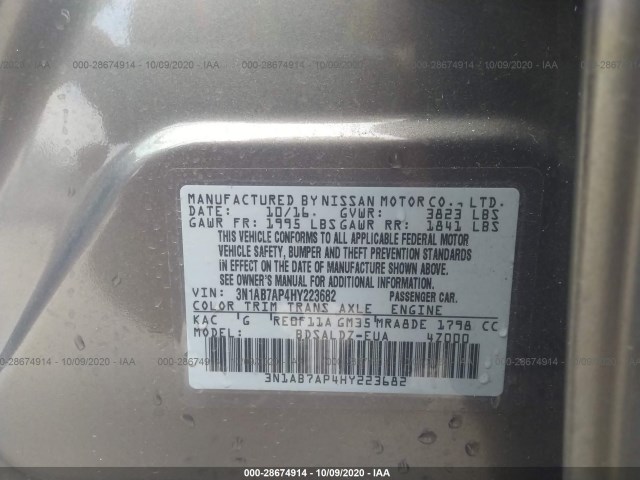 Photo 8 VIN: 3N1AB7AP4HY223682 - NISSAN SENTRA 