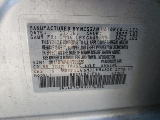 Photo 12 VIN: 3N1AB7AP4HY226226 - NISSAN SENTRA S 