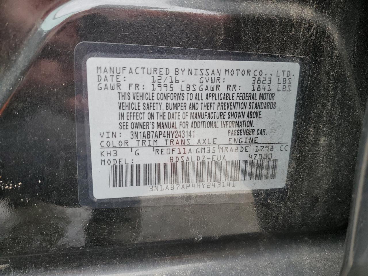 Photo 11 VIN: 3N1AB7AP4HY243141 - NISSAN SENTRA 