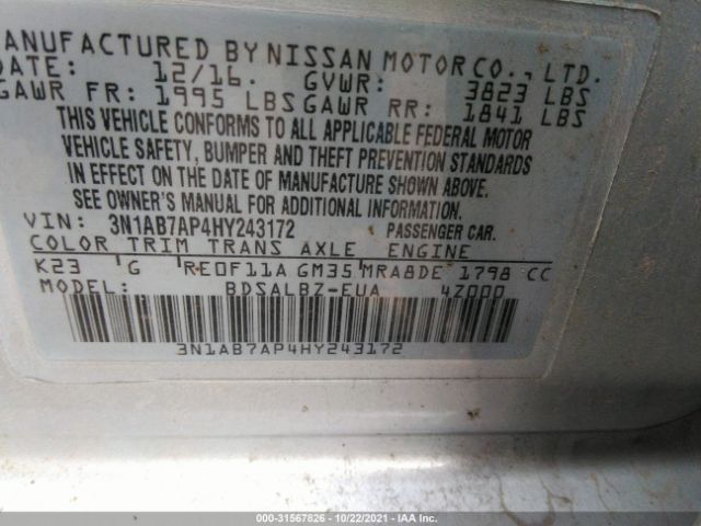 Photo 8 VIN: 3N1AB7AP4HY243172 - NISSAN SENTRA 