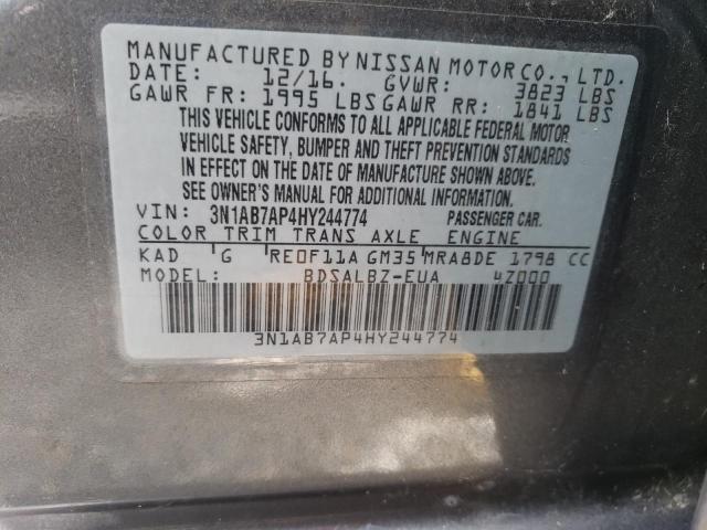 Photo 9 VIN: 3N1AB7AP4HY244774 - NISSAN SENTRA S 