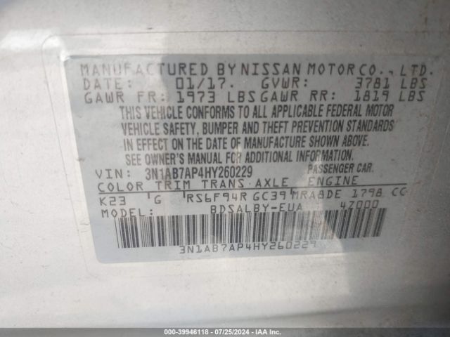 Photo 8 VIN: 3N1AB7AP4HY260229 - NISSAN SENTRA 