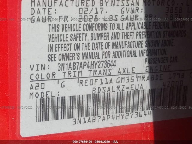 Photo 8 VIN: 3N1AB7AP4HY273644 - NISSAN SENTRA 