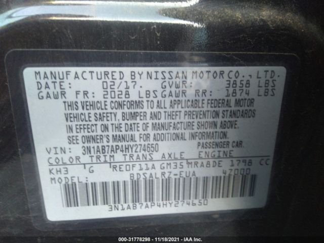 Photo 8 VIN: 3N1AB7AP4HY274650 - NISSAN SENTRA 