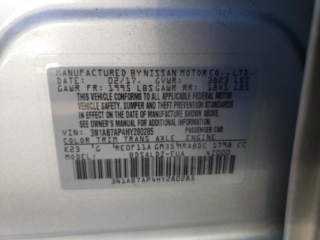 Photo 9 VIN: 3N1AB7AP4HY280285 - NISSAN SENTRA S 