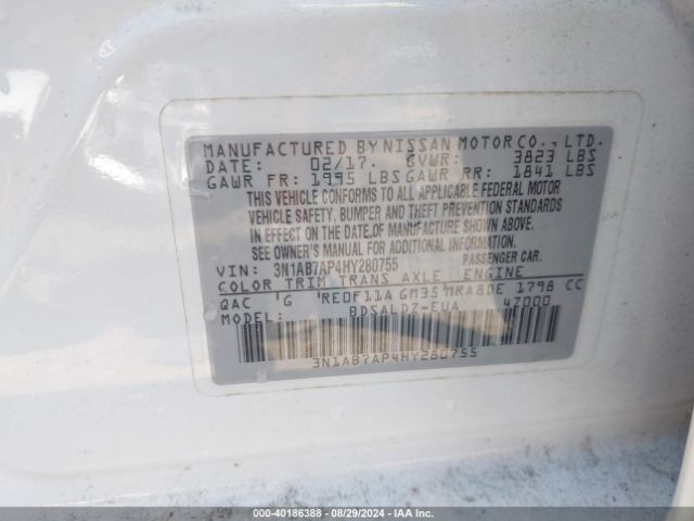 Photo 8 VIN: 3N1AB7AP4HY280755 - NISSAN SENTRA 