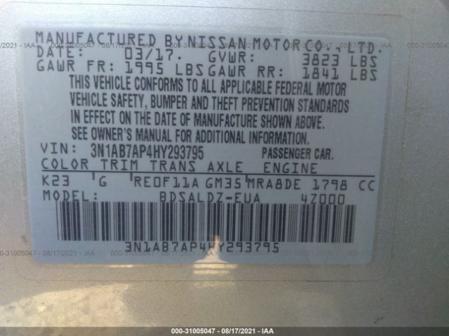 Photo 8 VIN: 3N1AB7AP4HY293795 - NISSAN SENTRA 