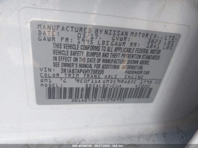 Photo 8 VIN: 3N1AB7AP4HY298995 - NISSAN SENTRA 